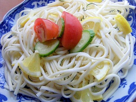 うどんで❤塩レモンのパスタ風♪（ローズマリー）